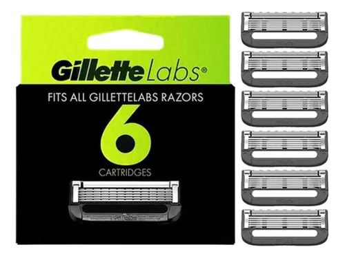 Gillette Labs Lâminas Barbear C/barra Esfoliante -6 Recargas