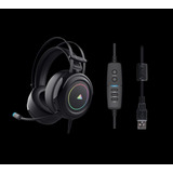 Auricular Gaming Wayra Microfono Sonido 7.1 Usb + Color Negro