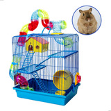 Gaiola Hamster Grande Com Casa Tubo 3 Andares Casinha Pet