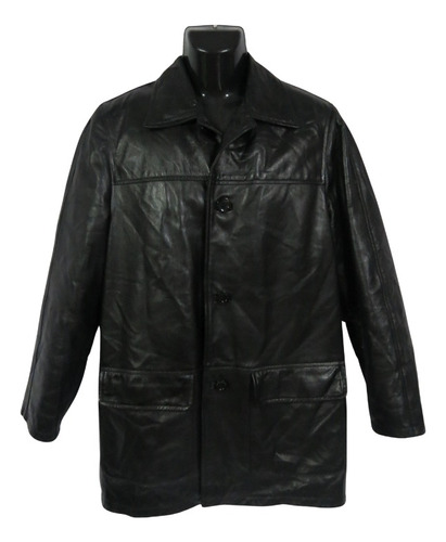 Chaqueta De Cuero Hombre Talla L Color Negro