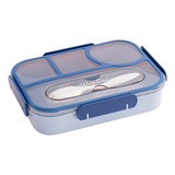 Porta Comidas Tupper Con Divisiónes Cubierto Libre De Bpa Color Azul