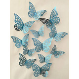 Mariposas 3d Pegatinas Pared, 12 Uds. Decorar Tonos Azules