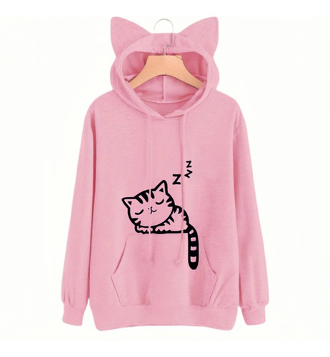 Orejas De Gato Lindo Ajuste Flojo Señoras Sudadera Caliente