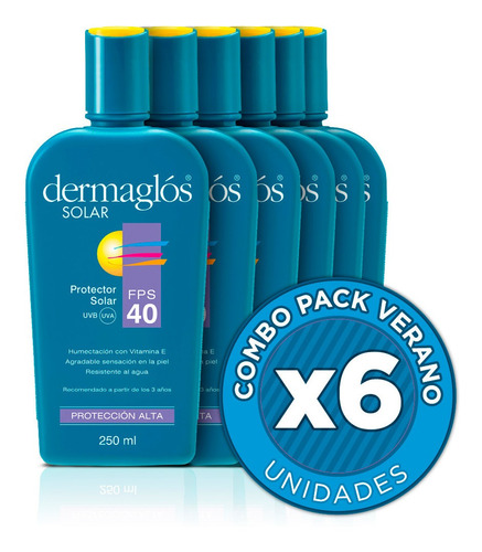 Kit Protector Solar Dermaglós Emulsion Fps 40 X6 Unidades