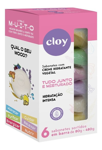 Sabonete Cloy Vegetal Hidratação Intensa C/6 Unids Sortidas