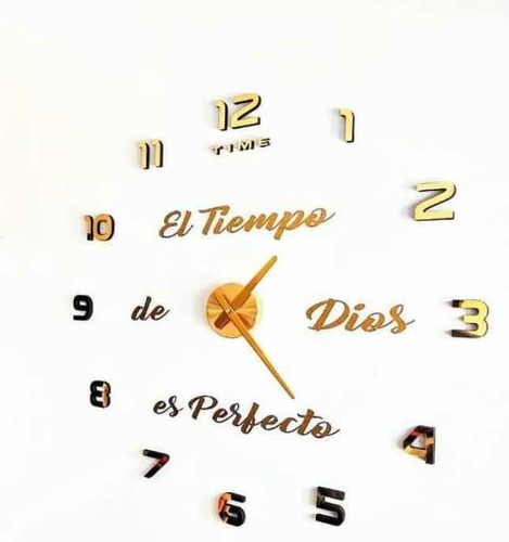 Reloj De Pared 3d Con Frase En Vinilo Tamaño 50x50cms
