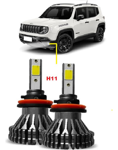 Par De Super Led Jeep Renegade H11 Farol De Milha 6000k