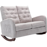 Sofa Mecedor Biplaza Tela Color Gris Claro Marca Ssline