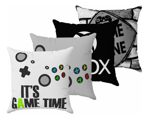 Kit 4 Almofadas Cheias Decorativa 30x30cm Gamer Game Md0174