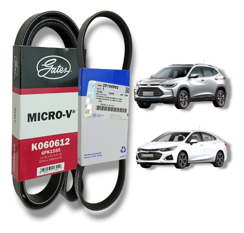 Kit Correas Poli V Chevrolet Sonic 1.6 Cruze Tracker 1.8 16v