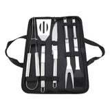 Set X6 Utensilios Asados Parrillero Acero Inoxidable Estuche