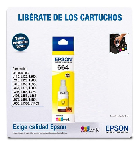 Tinta T664 L210 L355 L575 L380  70ml  Original  Epson 