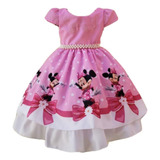  Vestido Festa Luxuoso Minnie Rosa Roupa Infantil Promoção 