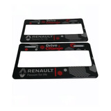 Porta Placa Renault Negro Plata Rojo Decorado 2 Piezas