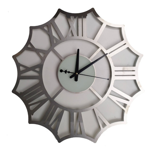 Reloj Romano De Pared - Acero Inoxidable Y Vidrio - Moderno