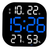 Reloj De Pared Digital Fecha De Temperatura Pantalla De Azul