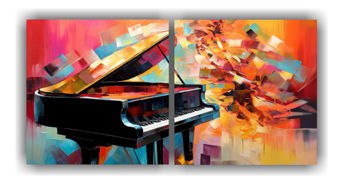 40x20cm Pinturas Abstractas De Piano Jazz Vibrantes Y Colori
