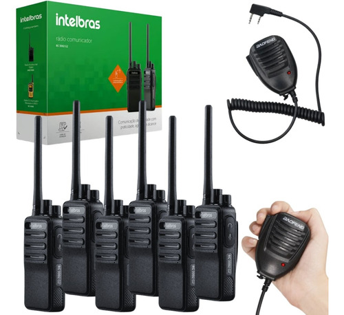 6 Rádio Comunicador Intelbras Uhf Rc3002 E 4 Ptt Microfones