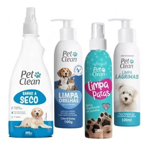 Kit Higiene Caes E Gatos Banho Seco, Orelha, Lagrimas, Patas