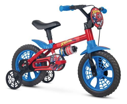 Bicicleta Infantil Spider Man Aro 12 Nathor Com Rodinhas