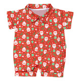 Macacão Camisa Temático Natal Para Bebê Vermelho