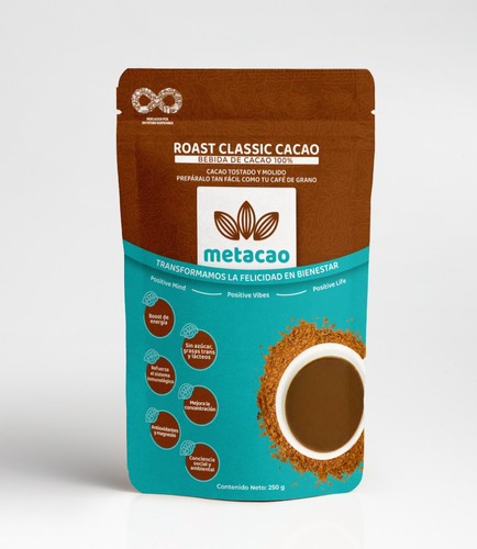 Metacao Cacao Molido Tostado Para Preparar Bebida 100% Mex