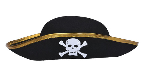 Gorro Pirata Adulto Borde Dorado