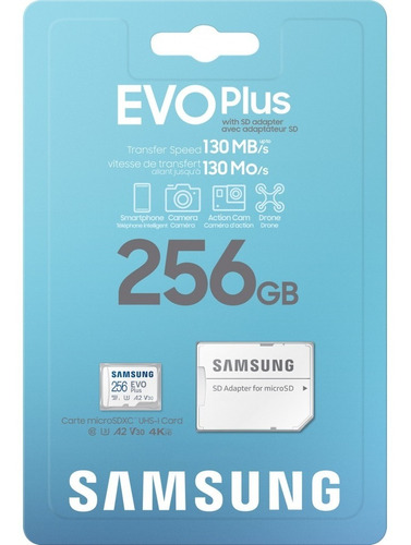 Samsung Evo Plus Memoria Micro Sd 256 Gb Clase 10 130mb/s