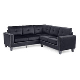 Glory Furniture Clavadora Seccional, Negro. Muebles De Sala.