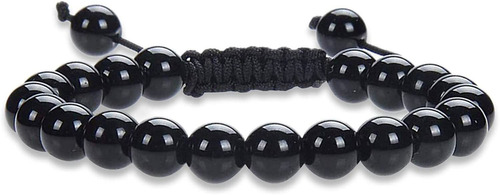 Pulsera De Turmalina Negra Pulseras De Obsidiana Negra