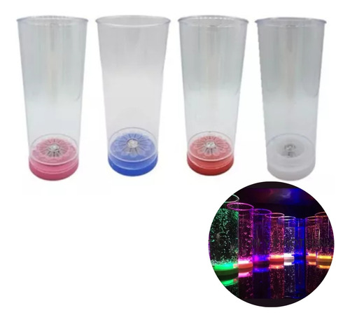 5 Vasos Led Luminosos 8 Colores Diferentes 3 Led C/vaso