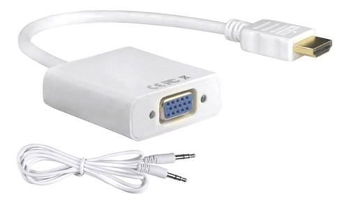 Cable Conversor Hdmi A Vga Video Cable Audio Color Blanco