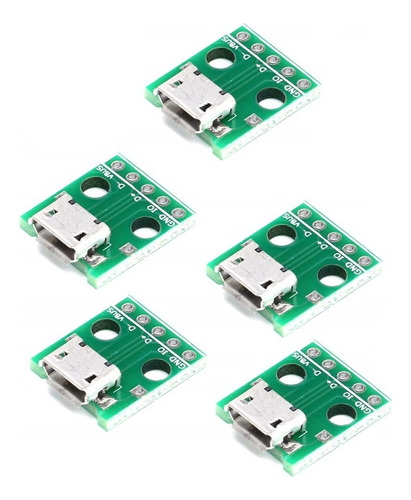 5 X Conector Adaptador Ficha Micro Usb Hembra A Dip Pcb