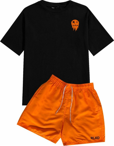 Conjunto Short E Camisa Moda Praia Estampado Kit Neon Verão
