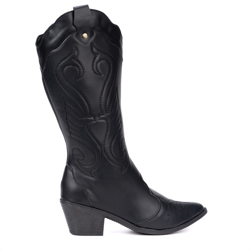 Bota Feminina Texana Western Cano Longo Alto Bordado Country