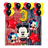 Decoración Globos Mickey Mouse Rojo Amarillo Negro Cortina