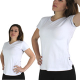 Baby Look Feminina Algodão Gola V Aberta Plus Size Uniforme