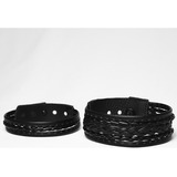 Conjunto De Pulseiras Couro Ajustável Triplo + Simples