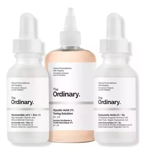 Kit The Ordinary Glicólico+hialurónico+niacinamida