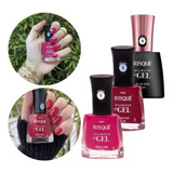 Kit 2 Esmaltes Risque Diamond Gel + Top Coat Fixador Atacado