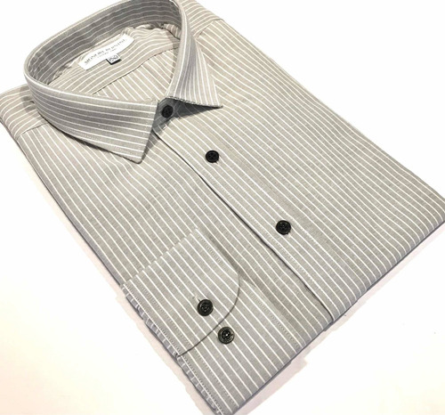 Camisa Gris Rayas Blancas Talles Especiales Sb Plus Hombre