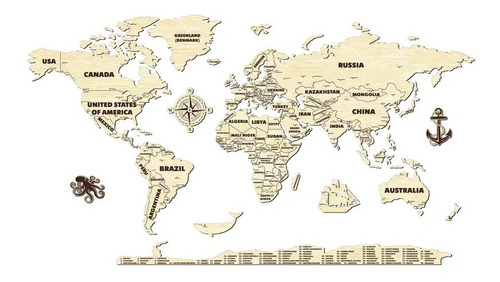 Rompecabezas Puzzle Mapa De Mundo 2d De Pared Decoracion