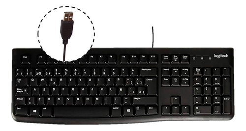 Logitech Teclado Para Computadora Pc Alambrico Usb En Español Con Ñ Durable Uso Rudo Anti Derrames Windows