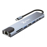 Adaptador Hub Usb C Hdmi Lector Tarjetas Sd Tf Usb 3.0 Rj45