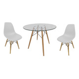 Mesa Redonda Vidro 6mm 70cm Base Eiffel 2 Cadeira Eiffel Nc