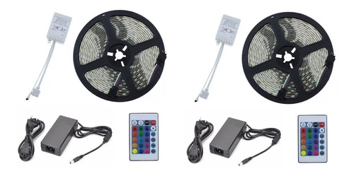 Kit 10 Metros Tira Luces Led 5050 Luz Rgb + Control + Fuente