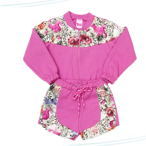 Conjunto Casaco Moletom + Shortinho Infantil Menina Inverno