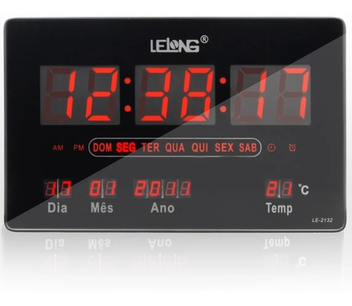 Relógio Parede Digital Grande Calendário Temperatura Le-2132