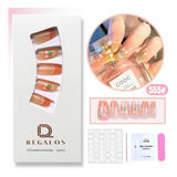 Kit Uñas Postizas Press On Soft Gel Coffin Reutilizable