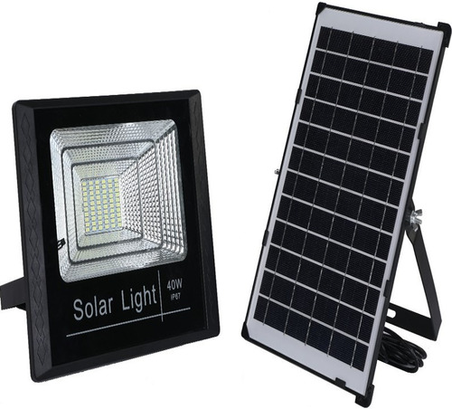 Foco Reflector Luz Led Con Panel Solar 40w 6500k Con Control